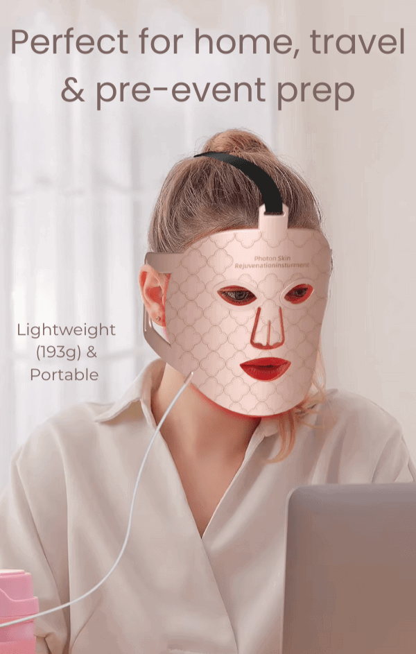 Lightweight and portable RevivaRay LED mask for home and travel use